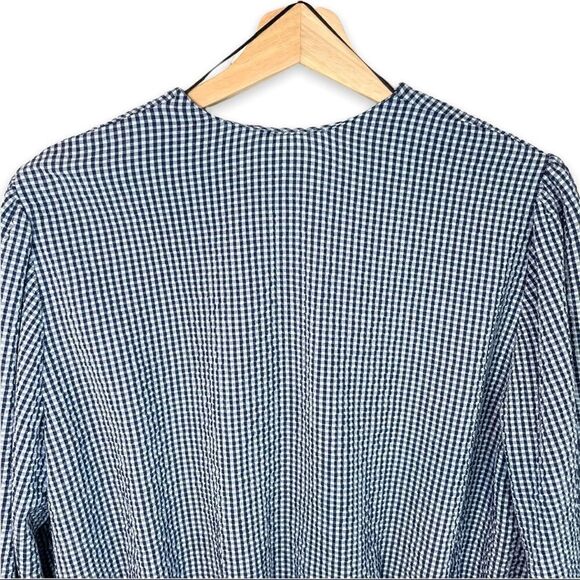 Zara Gingham V Neck Pleated Top - Picture 6 of 9
